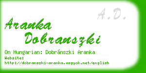 aranka dobranszki business card